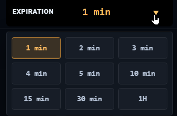 Expiration dropdown menu.